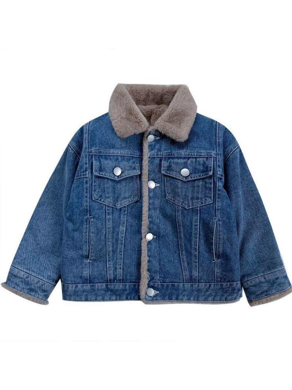 男の子 アウター キッズ ボア デニム ジャケット Gジャン 秋冬 ウール 厚手 フード なし カジュアル 防寒 暖かい スタイリッシュ