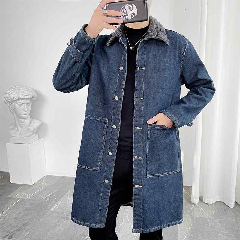 デニムジャケット メンズ 冬 厚手 暖かい コットン 大きいサイズ ゆったり ゆったり かっこいい 黒 青 アウター カジュアル 普段使い|フロントップ店