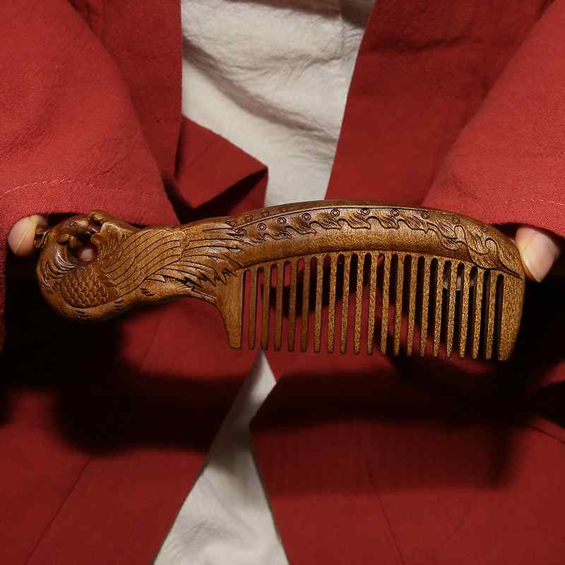 櫛 木製 くし コーム ヘアケア 母の日 プレゼント 女性 チャイナ風 両面 彫刻 鳳凰 ドラゴン 頭皮 マッサージ 持ち運び 男女兼用｜フロントップ店 15,478円