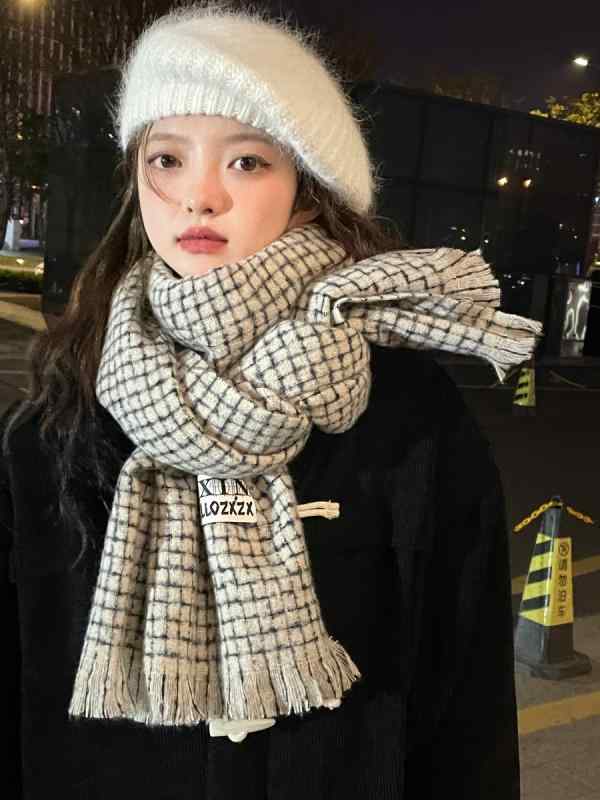 マフラー レディース 冬 韓国 チェック スカーフ 暖かい ショール メンズ カップル お揃い カジュアル 普段使い フリンジ おしゃれ ギフト 防寒