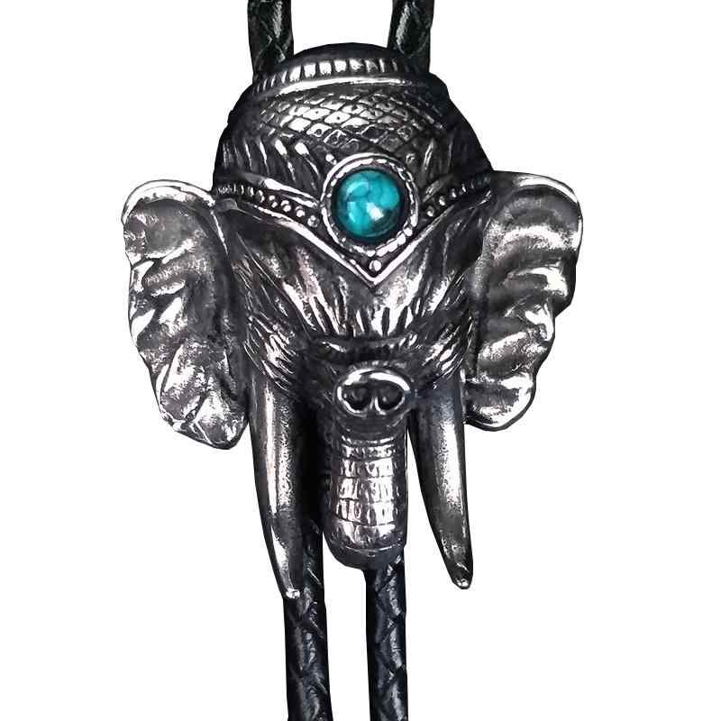 ループタイ ネックレス インド 偶像 ロープ 紐 ネクタイ 象 BOLO TIE 神話 レトロ 個性 牛 革 首輪 剣先 円錐 カジュアル タイランド|フロントップ店