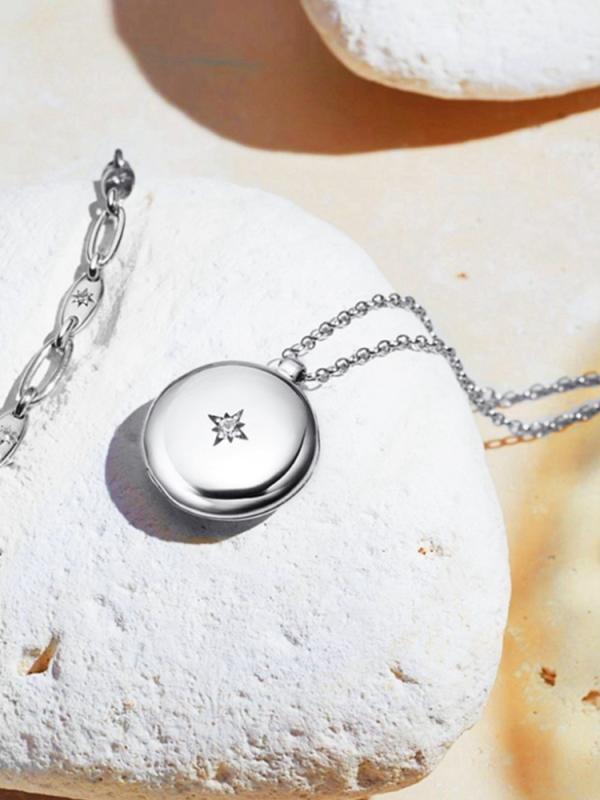 ロケットペンダント 写真 レディース おしゃれ ネックレス アクセサリー チェーン 開閉 可能 円形 合金 メッキ 18k シンプル ゴールド シルバー