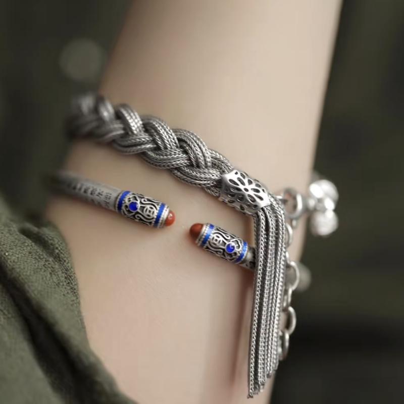 ブレスレット レディース バングル エスニック レトロ アクセサリー 民族風 ファッション アジアン プレゼント 女性 おしゃれ シルバー｜フロントップ店