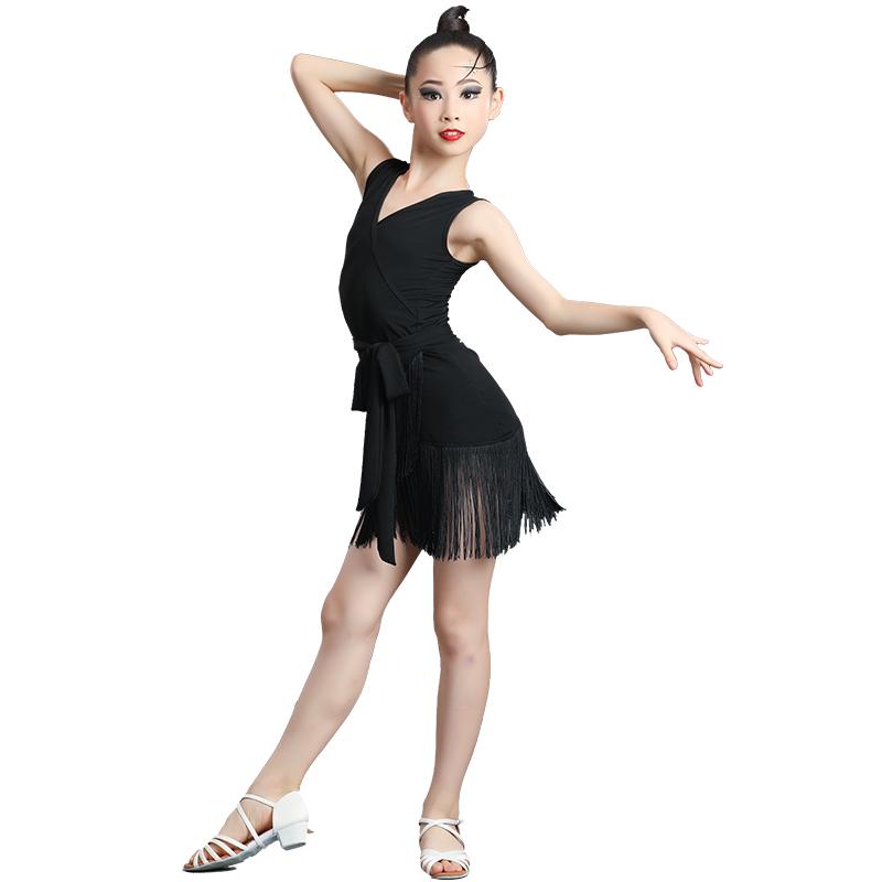 ラテンダンス衣装 キッズ 春夏 女の子 ジュニア フリンジ スカート ワンピース パフォーマンス 舞台 競技 トレーニング エレガント セクシー 黒 白 紫 ドット 蛇柄