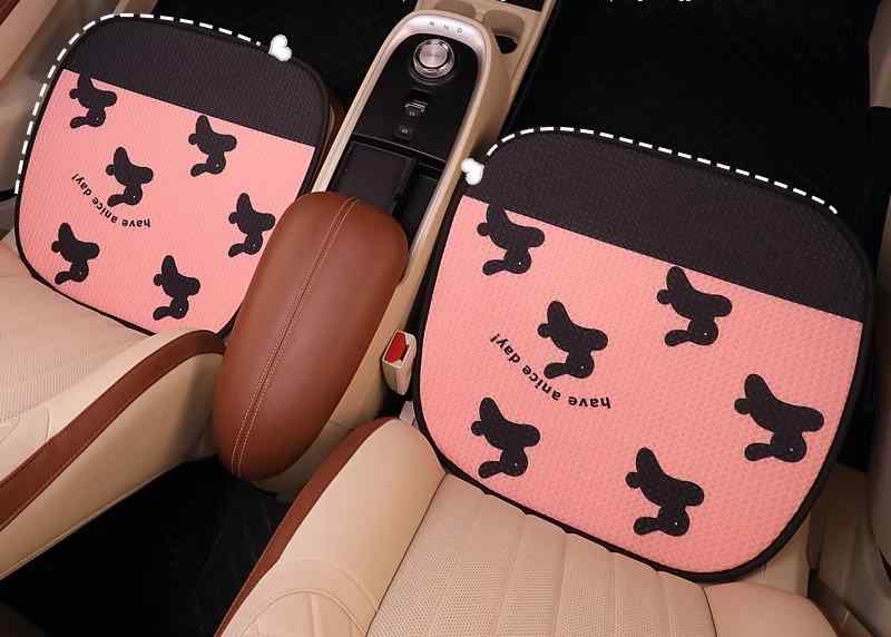 車 クッション シート カバー 座席 フロント リア 座面 背もたれ ヘッドレスト 通気性 接触冷感 装飾 カー用品 アクセサリー ドライブ 快適 シンプル かわいい 黒 ピンク ウサギ リボン