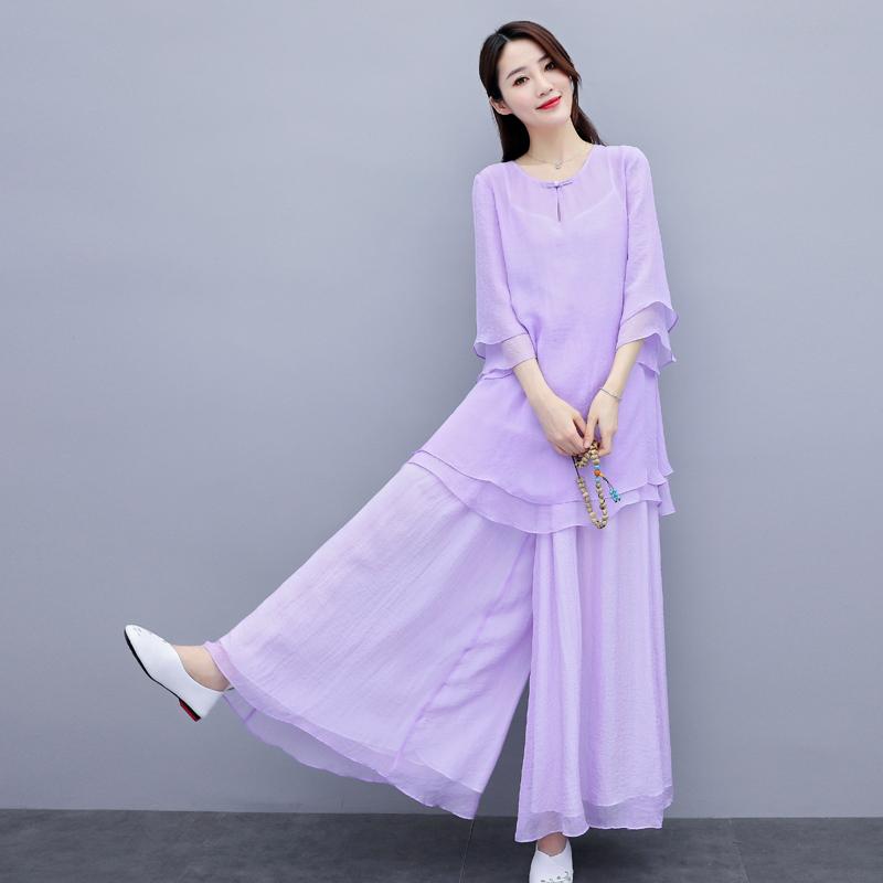 中国 踊り お召しもの 太極拳 服 レディース 社交ダンス ゆったり フラウンス 広広としたズボン下 雅びやか 気が大きい大きさ トップス 上下 仕掛ける 紫 赤 白