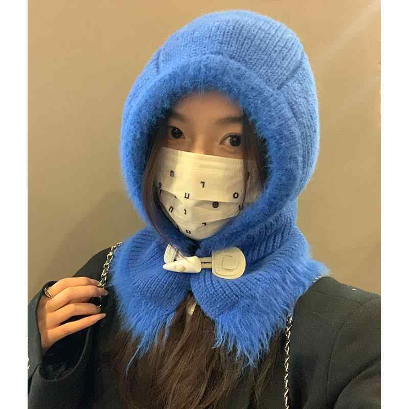 ニット帽 耳付き レディース バラクラバ ふわふわ 秋冬 韓国 普段使い 暖かい 保護 ウール 白 ベージュ 青 シンプル カジュアル おしゃれ おでかけ アウトドア