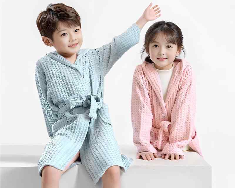 子ども バスローブ 速乾 シンプル お風呂 男の子 女の子 水泳 夏 ワッフル フード付き 大きいサイズ 柔らかい ベルト ピンク 緑 白