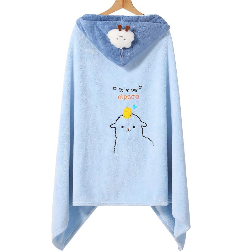お着替えポンチョ キッズ 男の子 女の子 速乾 吸収性 厚手 バスタオル ケープ プール ビーチ スイミング 水泳 フード ボタン 青 ピンク 緑 うさぎ 羊 熊 かわいい