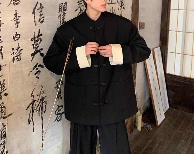 チャイナジャケット メンズ 春 長袖 おしゃれ カジュアル 婚約 フォーマル 柔らかい 伝統的 スタンドカラー シンプル ボタン 大きいサイズ 黒 コスプレ|フロントップ店