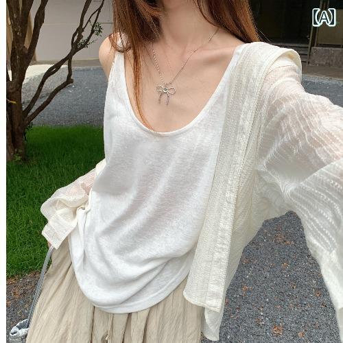 トップス ノースリーブ 夏服 レディース 今めかしい 心地好い 濫りがわしい 日焼押しとどめる プルオーバー キャミソール ご機嫌酉の方角 ズボン下 成人女性 春