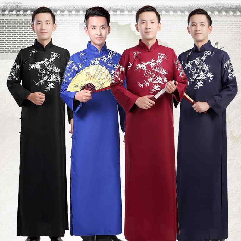 中国 漢服 男 チャンパオ ロング ガウン メンズ 唐 夏 スタイル 馬 花婿 付添人 レトロ 衣装 160ｃｍ 175ｃｍ 190ｃｍ 赤 黒 青