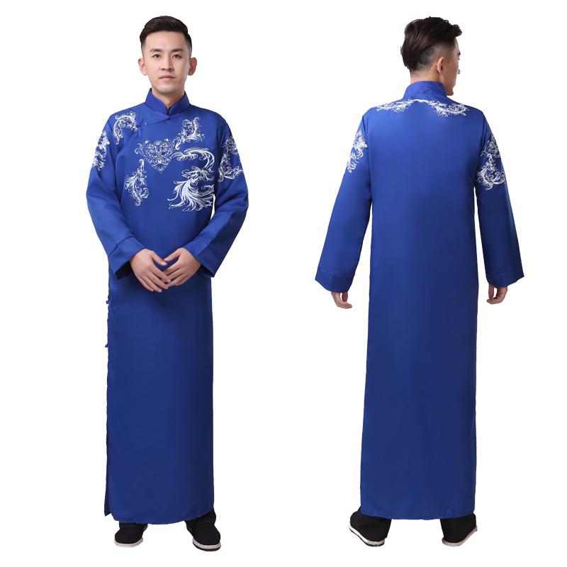 中国 漢服 男 チャンパオ ロング ガウン メンズ ローブ 唐 レトロ 衣装 風 花婿 付添人 160ｃｍ 175ｃｍ 190ｃｍ 青 ワイン 赤