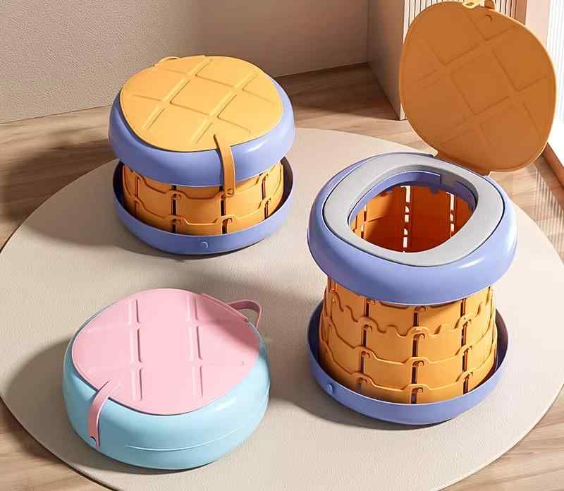 ポータブル トイレ 子供 便器 男女兼用 コンパクト 軽量 折りたたみ式 おまる PU キッズ ベビー 持ち運び便利 お手入れ簡単 快適 旅行 屋外 車内 黄色 ピンク