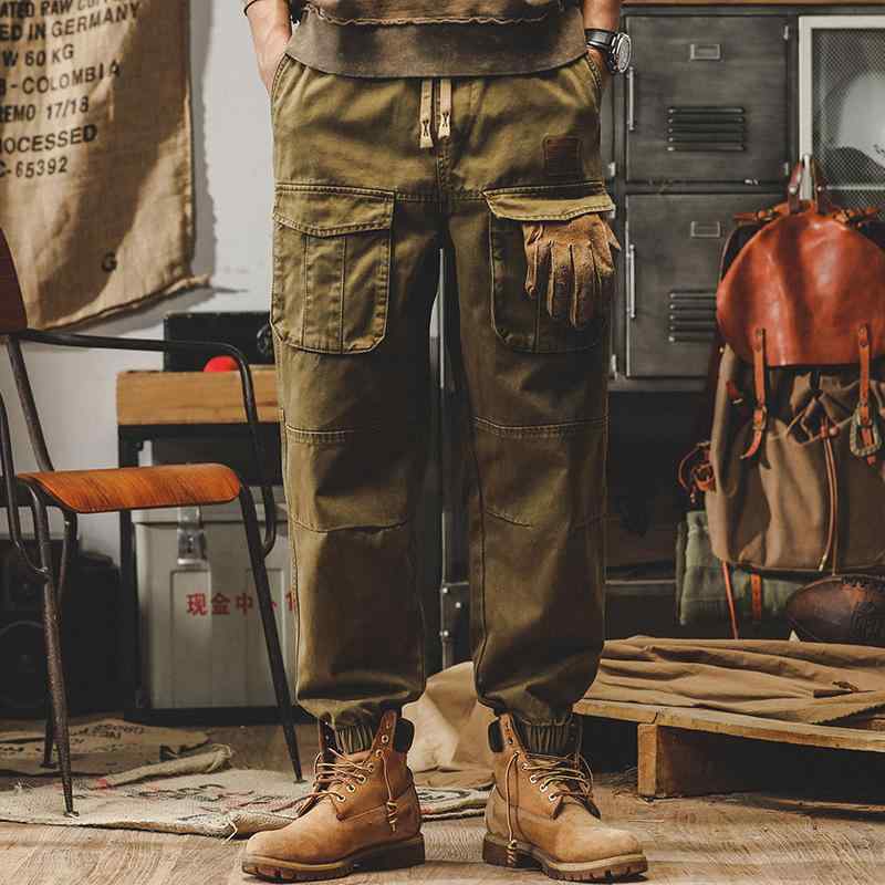 カーゴパンツ メンズ ボトムス アメリカン レトロ ゆったり 大きいサイズ ストレート 作業ズボン 多ポケット レジャー アウトドア シンプル カジュアル キャメル