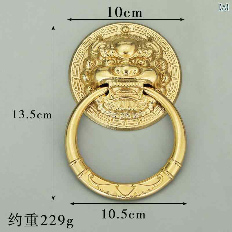 楽天市場】ライオンのドアノック 円形 真鍮製 アンティークゴールド