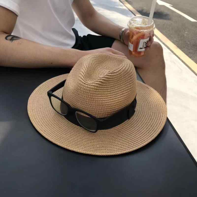 中折れハット メンズ 夏 春秋 レディース 男女兼用 麦わら帽子 日よけ 日焼け防止 アウトドア 海 ビーチ つば広 無地 シンプル 白 キャメル