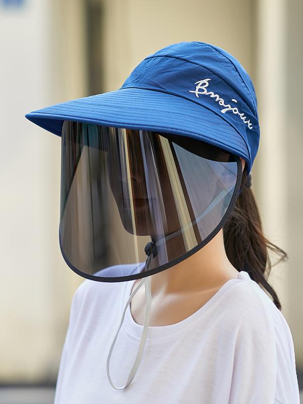 サンバイザー レディース 日焼け防止 帽子 夏 屋外 サイクリング フェイスカバー 防風 目 顔 保護 通気性 ネイビー ブルー ピンク レジャー 旅行 カジュアル