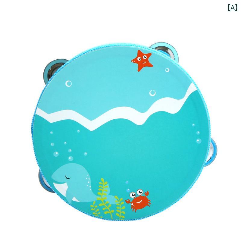 タンバリン おもちゃ 楽器 幼稚園 保育園 教師 使用 ダンス 小道具 キッズ ハンドシェイク 手拍子 小さい 知育玩具 早期教育 リズム 海 人魚 青 ピンク