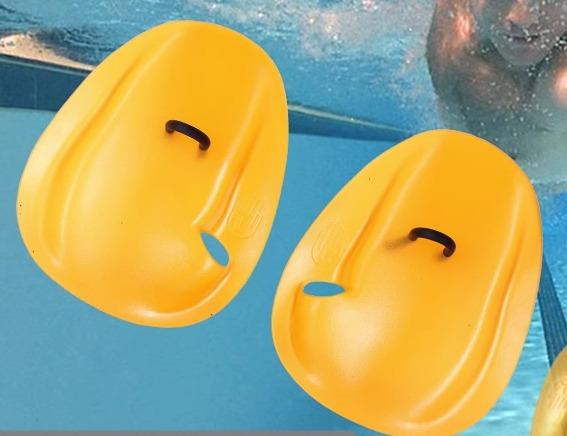 水泳 パドル 水かき 補助 ハンド グローブ アウトドア スポーツ 海水浴 パドリング サーフィン トレーニング 初心者 シンプル 無地 収納 黄