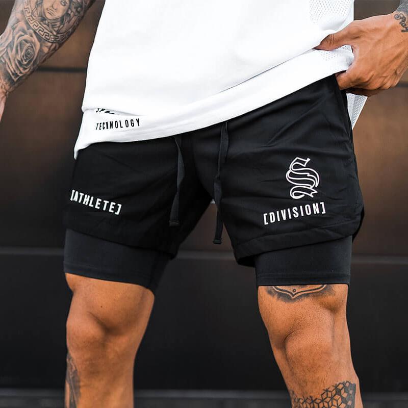 ショートパンツ メンズ スポーツ 短パン 重ね着風 ジム 筋トレ フィットネス バスケ トレーニング スクワット ボクシング 速乾 通気性 軽量 黒 白