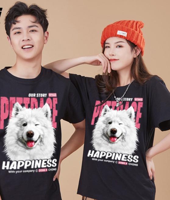 プリント 犬Ｔシャツ メンズ レディース 半袖 おしゃれ カジュアル ゆったり 大きいサイズ 子供用 ゆったり 綿 ラウンドネック 夏 トップス ホワイト グレー ブラック カップル ファミリー