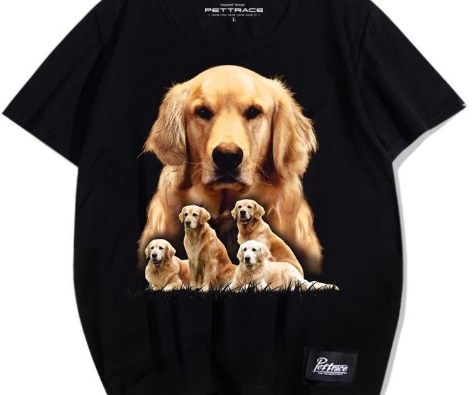プリント 犬Ｔシャツ メンズ レディース 半袖 おしゃれ カジュアル ゆったり 大きいサイズ ファミリー ゴールデンレトリバー 夏 ラウンドネック 綿 カップル ブラック