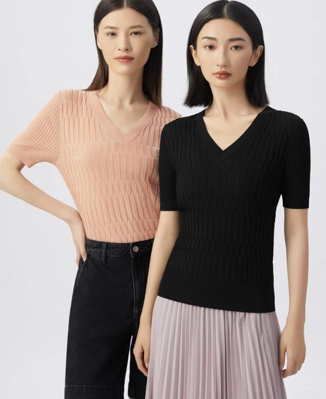 ニット 半袖 レディース 春夏 トップス プルオーバー Vネック 通気 ソフト スリム フィット おしゃれ シンプル 白 ピンク 緑 大きいサイズ
