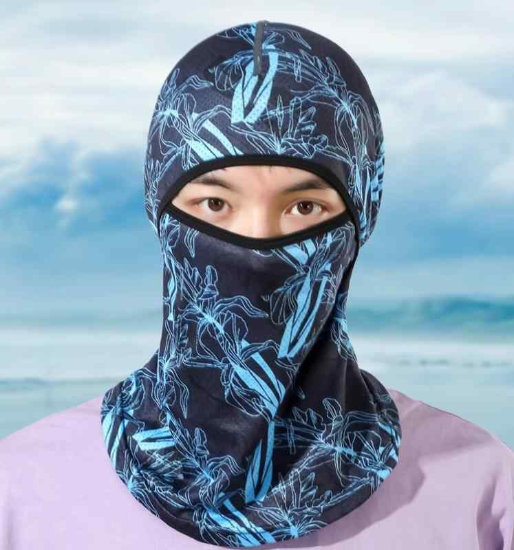 フェイスマスク バイク 夏用 日焼け防止 フード メンズ レディース 屋外 サイクリング ヘルメットインナー 防風 ブルー ブラック ホワイト レジャー 接触冷感 プリント メッシュ 通気性