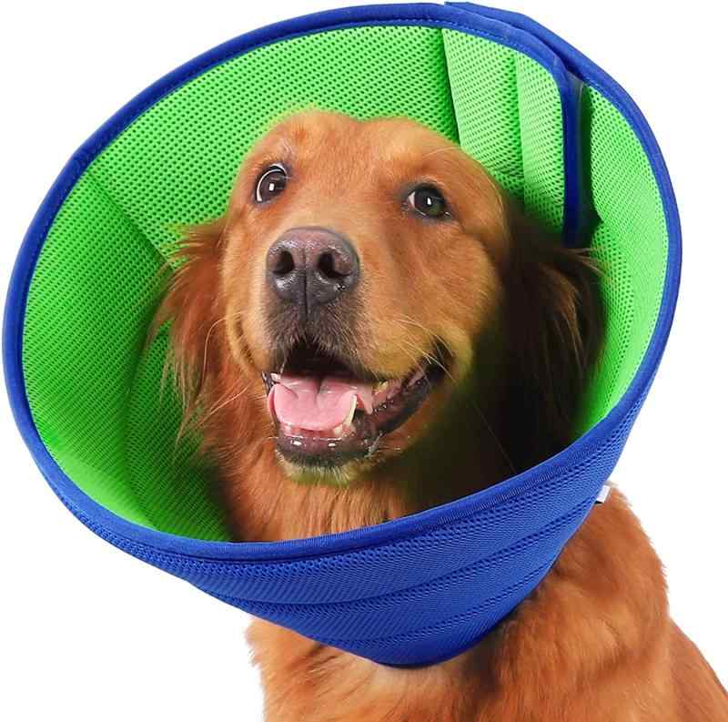 エリザベスカラー 犬 猫 かわいい 手術 病気 怪我 ひっかき 傷口 舐め 防止 軽い 洗える 通気性 柔らかい メッシュ シンプル 青