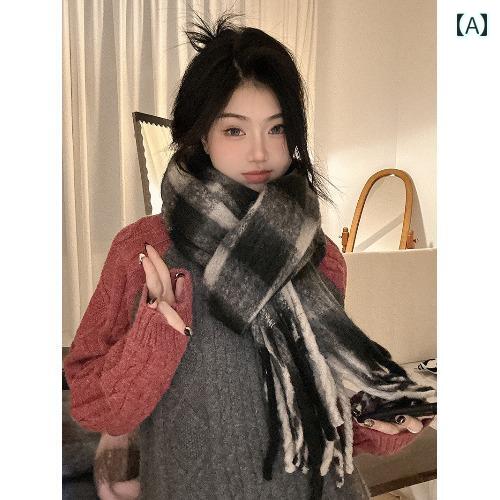 ストール 大判 冬 おしゃれ カジュアル マフラー チェック 柄 暖かい カップル 多用途 韓国 通学 女性 秋 厚手 フリンジ