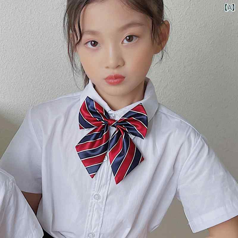 制服 リボン 赤 チェック ストライプ 無地 紺 黒 韓国 女の子 子供 ワンタッチ ストラップ 調節可能 光沢 変形しにくい 手洗い可 JK コスプレ パフォーマンス 衣装 かわいい