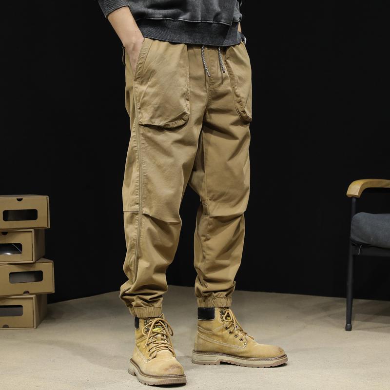 ジョガー パンツ メンズ 男性 紳士 大きいサイズ 春秋 カジュアル 普段使い ルーズ ゆったり 黒 グレー 茶色 無地 ドロスト ポケット