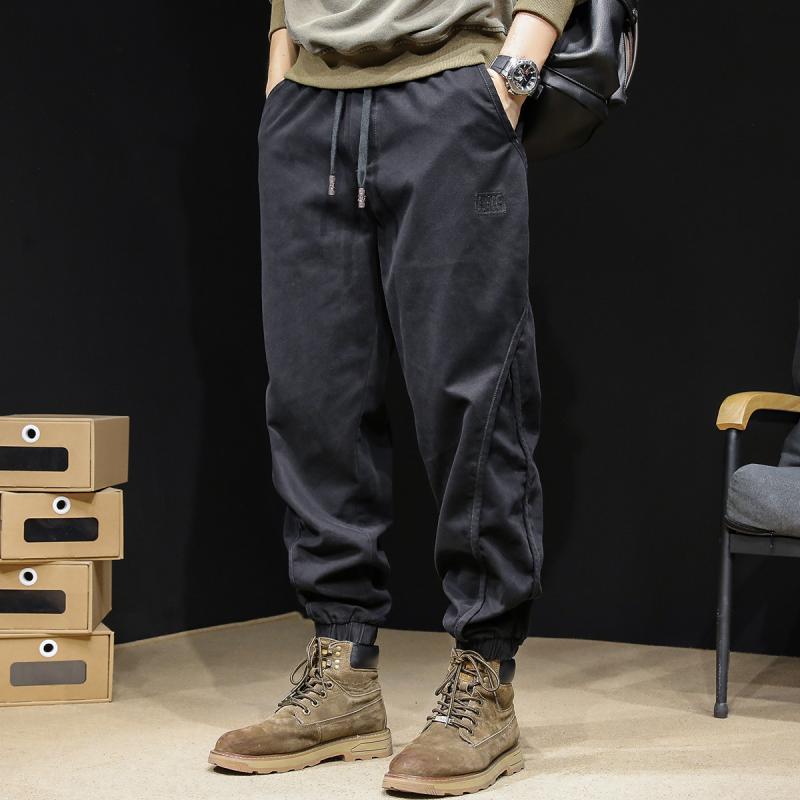 ジョガー パンツ メンズ 男性 紳士 大きいサイズ 春秋 カジュアル 普段使い ゆったり 裏起毛 ベルベット 黒 グレー 無地 ドロスト ポケット｜フロントップ店