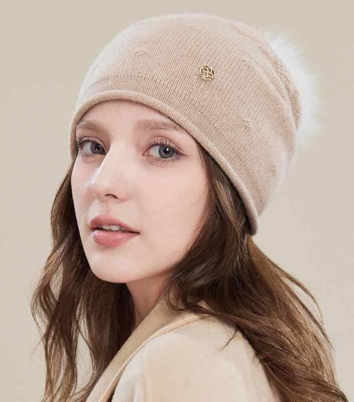ニット帽 レディース 秋冬 おしゃれ シンプル 防寒 暖かい 帽子 プレゼント ウール 女性用 厚手 ポンポン 耳 保護 ギフト｜フロントップ店