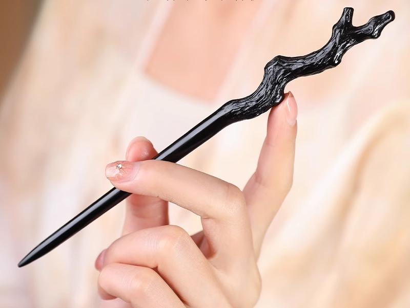 かんざし 一本 シンプル ヘアアクセサリー 髪留め 彫刻 黒檀 エボニー レトロ 古風 女性 普段使い アップスタイル 木製 和装小物