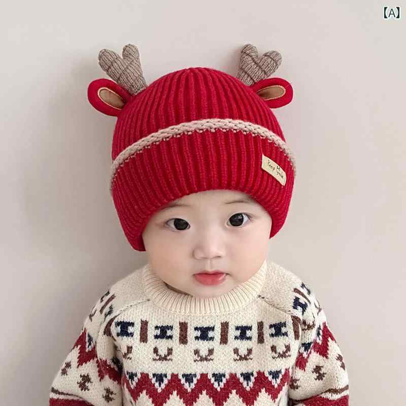 もの言う花 乳飲み子 かぶり笠 赤ちゃん 秋冬 編み物 羊毛 韓国 お坊っちゃん 御姉さん 心地よい 防風 防寒グッズ 朦々たる 生あたたかい 愛くるしげ お出かけ 耳付き添い人 鹿 赤 青 ベージュ