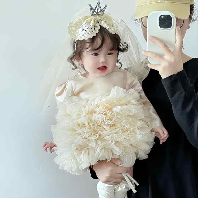 御召しもの お嬢さん お嬢さん もの言う花 百日祝賀会 1歳 誕生日 秋冬 御祝い フォーマル 衣裳 姫御前伝達ルート 華燭の典 告げ知らせる会 花童 ふんわりチュール 韓国 晴れ晴れしい ポリエステル 三鞭酒
