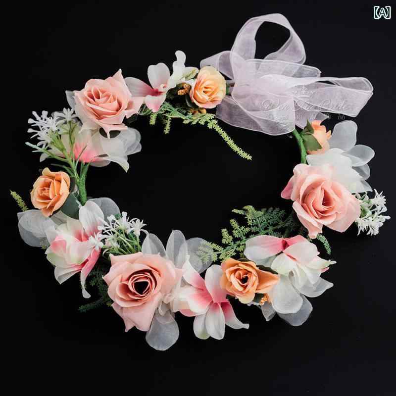 髪飾り 結婚式 ブライダル ウェディング 花嫁 新婦 大人 上品 エレガント レディース ヘアアクセサリー 花冠 葉 レースリボン 布 かわいい