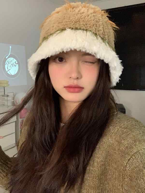 バケットハット レディース 韓国 秋冬 もこもこ ふわふわ 暖かい 防寒 保温 厚手 普段使い 外出用 小顔効果 ゆったり カジュアル おしゃれ アイボリー カーキ 黒