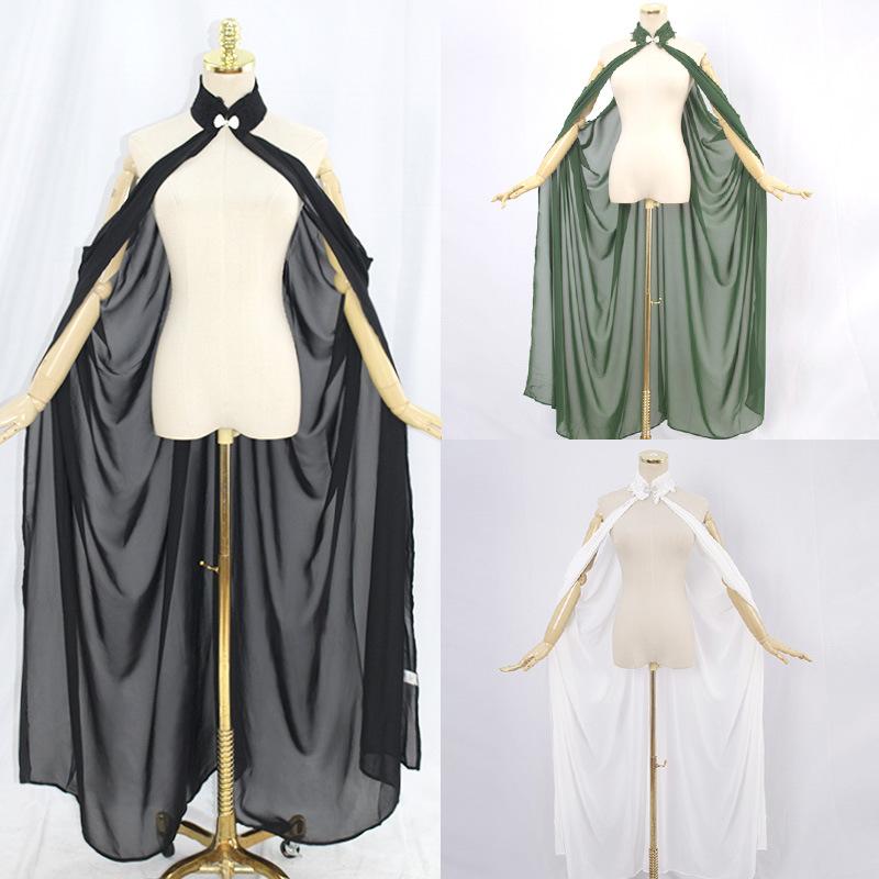 マント コスプレ 無地 ケープ 薄手 ブライダル ショール レディース ハロウィン 衣装 白 黒 緑 シンプル ロング リボン イベント