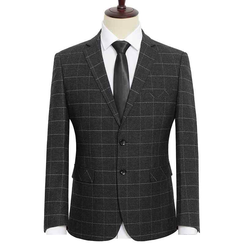 スーツ メンズ 大きいサイズ グレー チェック柄 セットアップ 新郎 結婚式 礼服 ビジネス カジュアル オールシーズン ゆったり フォーマル テーラードジャケット|フロントップ店