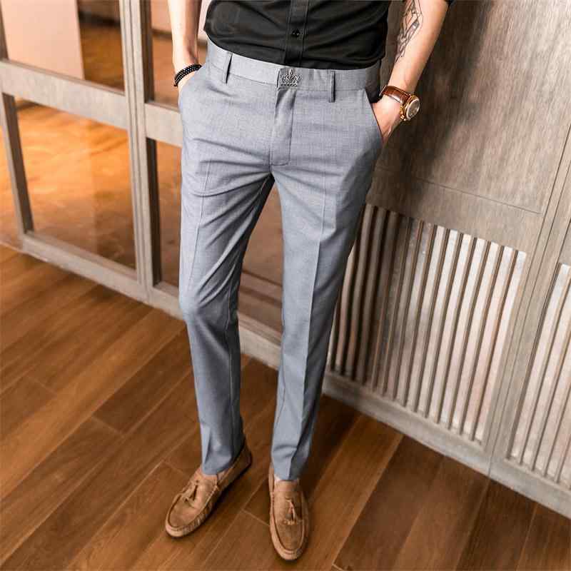 スラックス メンズ 男性用 春秋 カジュアル ビジネス オフィスカジュアル スリムフィット テーパード ストレート アンクル丈 クロップド丈 防シワ イージーケア ストレッチ 無地