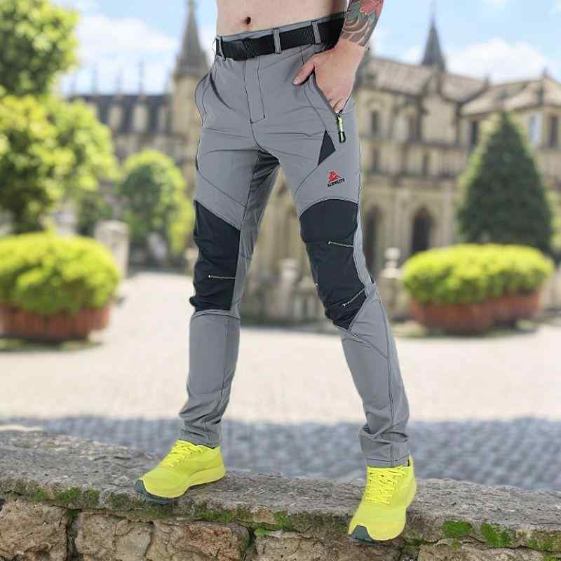 ロングパンツ 男性用 アウトドア 登山 トレッキング 防水 速乾 通気性 ストレッチ UVカット 軽量 薄手 スリムフィット 切り替え 春夏