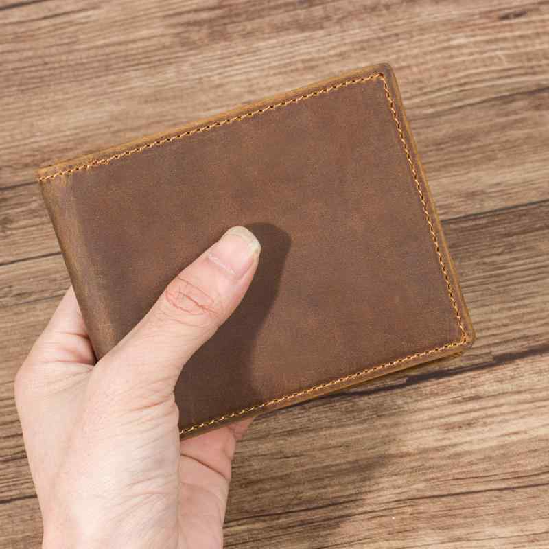財布 メンズ 男性用 手作り 革 レトロ ヴィンテージ ショート ウォレット ファスナー 一枚革牛革 クホースレザー シンプル 免許証 カードケース 札入れ 小銭入れ