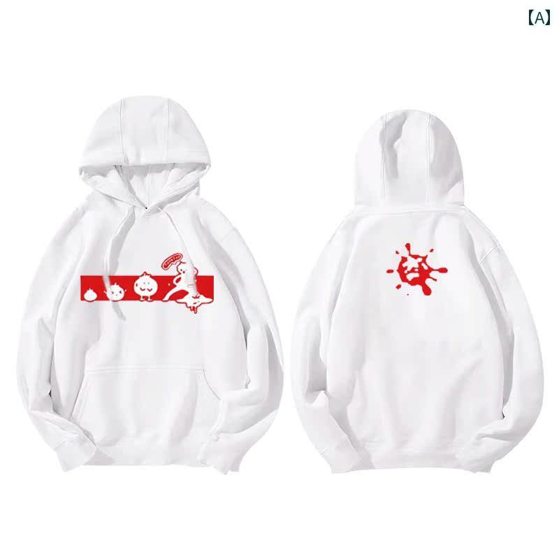 パーカー 男女兼用 プルオーバー 秋冬 裏起毛 厚手 ゆったり ルーズフィット カンガルーポケット プリント ベーシックカラー ストリート カジュアル コットン ポリエステル 混紡
