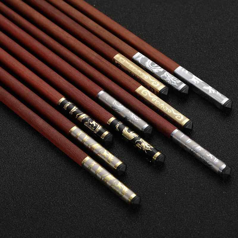 箸 小葉紫檀 紅木 ネパール産 無ペンキ塗り 無蝋涙 中国風 銀99% 18K金 手作り 25糎 5膳書き割り 御膳上等 お役目用 身寄り用