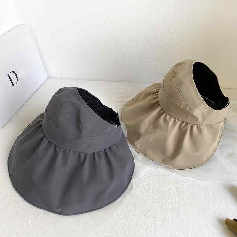 サンバイザー レディース 春夏 UVカット 日よけ帽子 つば広 コットン 接触冷感 折りたたみ 携帯 紫外線対策 日焼け防止 旅行 アウトドア フェイスカバー 通気性 ブラック ピンク カーキ