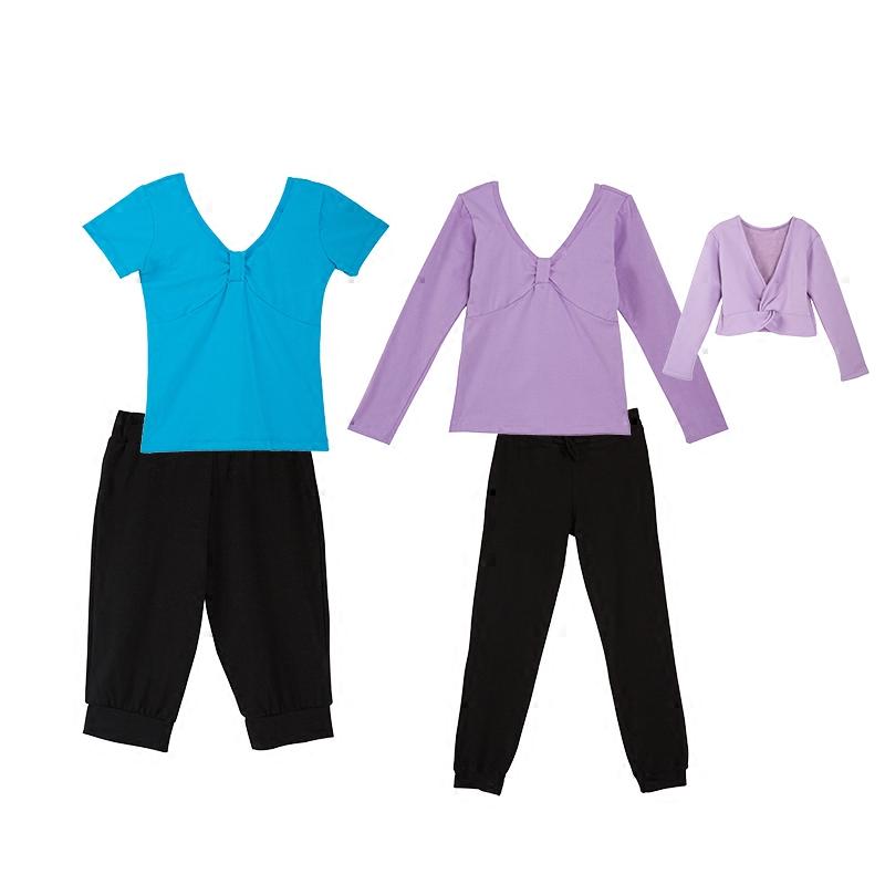 ダンスウェア キッズ 女の子 半袖 セットアップ コットン 練習着 レッスン着 発表会 衣装 ゆったり 5分丈パンツ ルーズフィット ラウンドネック 吸湿速乾 伸縮性 春夏