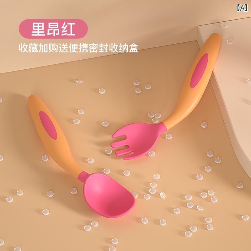 食器 カトラリーセット キッズ ベビー 子供 食事トレーニング スプーン フォーク 離乳食 お食事練習 角度調整 曲がる 握りやすい ポリプロピレン PP製